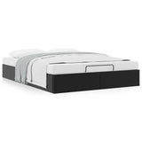 Ottoman Storage Bed Frame without Mattress Black Queen Faux Leather - Top-Down View
