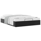 Ottoman Storage Bed Frame without Mattress Black Queen Faux Leather - 45-Degree Angle