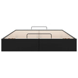 Ottoman Storage Bed Frame without Mattress Black Queen Faux Leather - Close-Up Angle