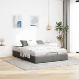 Ottoman Storage Bed Frame without Mattress Dark Grey Double Fabric - Side View