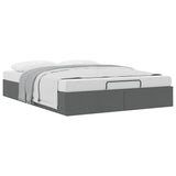 Ottoman Storage Bed Frame without Mattress Dark Grey Double Fabric - 45-Degree Angle