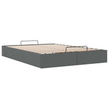 Ottoman Storage Bed Frame without Mattress Dark Grey Double Fabric - Rear View