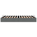 Ottoman Storage Bed Frame without Mattress Dark Grey Double Fabric - Low Angle