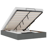 Ottoman Storage Bed Frame without Mattress Dark Grey Queen Fabric - Front View