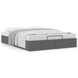 Ottoman Storage Bed Frame without Mattress Dark Grey Queen Fabric
