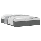 Ottoman Storage Bed Frame without Mattress Dark Grey Queen Fabric