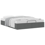 Ottoman Storage Bed Frame without Mattress Dark Grey Queen Fabric - 45-Degree Angle