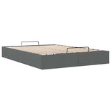 Ottoman Storage Bed Frame without Mattress Dark Grey Queen Fabric - Rear View