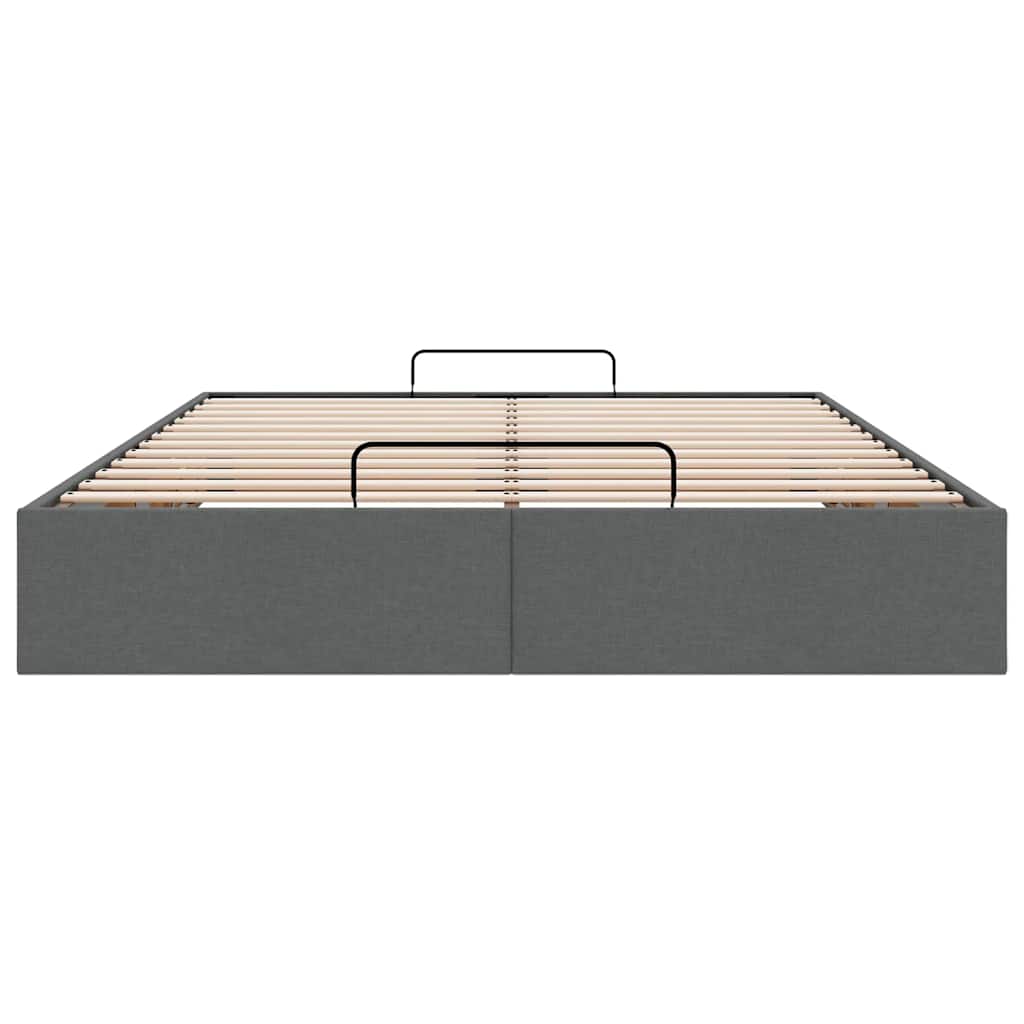 Ottoman Storage Bed Frame without Mattress Dark Grey Queen Fabric