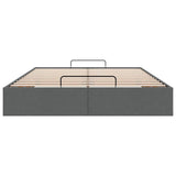 Ottoman Storage Bed Frame without Mattress Dark Grey Queen Fabric - Close-Up Angle