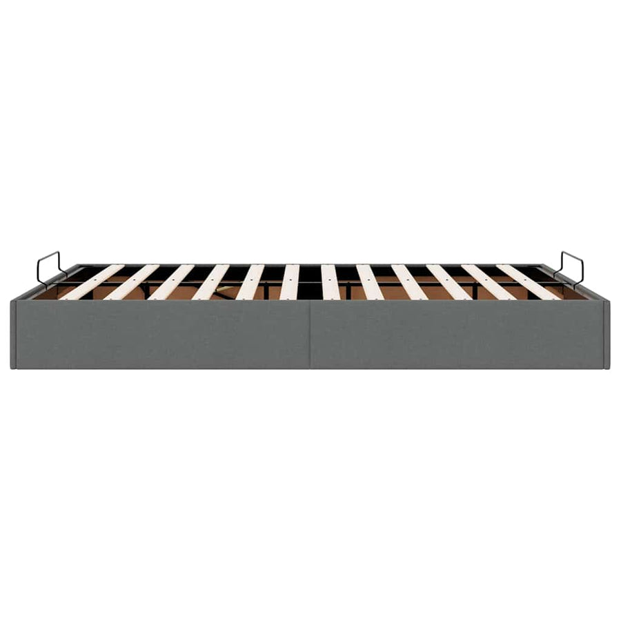 Ottoman Storage Bed Frame without Mattress Dark Grey Queen Fabric