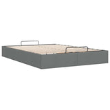 Ottoman Storage Bed Frame without Mattress Dark Grey Queen Fabric
