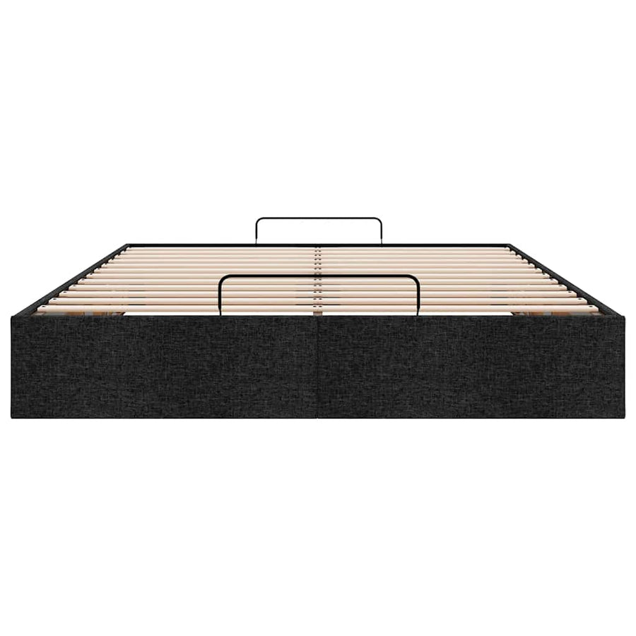 Ottoman Storage Bed Frame without Mattress Black Queen Fabric
