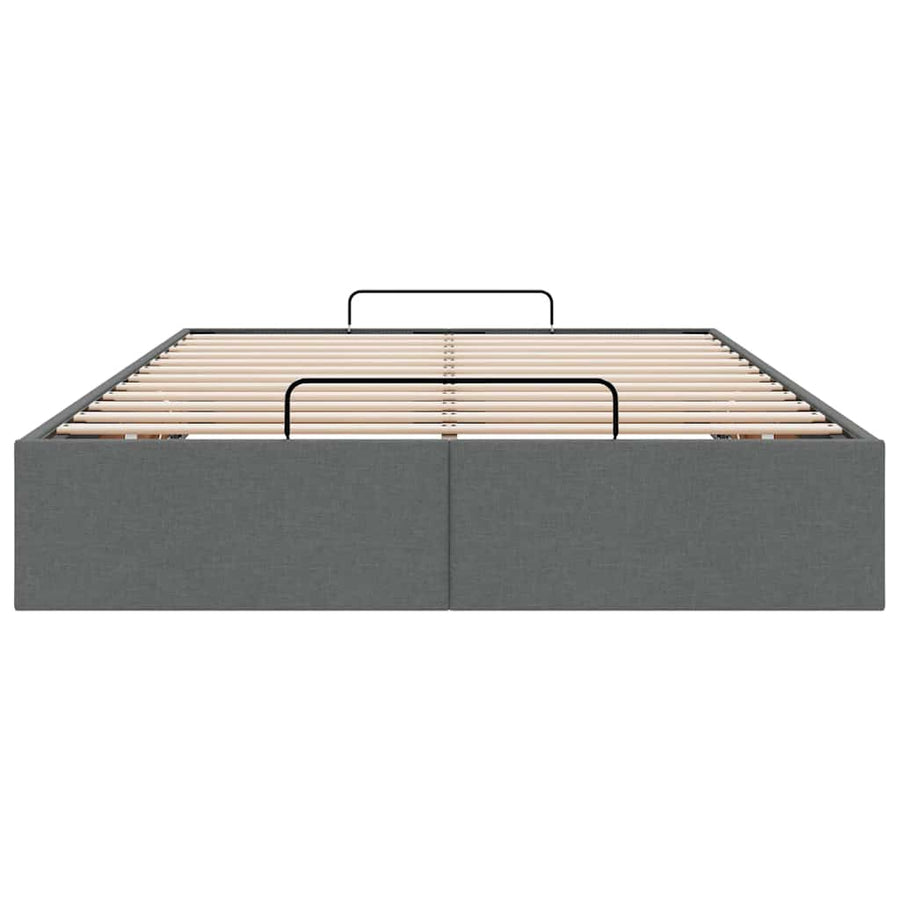 Ottoman Storage Bed Frame without Mattress Dark Grey King Single Fabric
