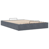 Ottoman Storage Bed Frame No Mattress Dark Grey Double Velvet - Rear View