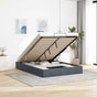 Ottoman Storage Bed Frame No Mattress Dark Grey Double Velvet