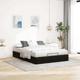 Ottoman Storage Bed Frame No Mattress Black Double Velvet - Side View