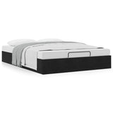 Ottoman Storage Bed Frame No Mattress Black Double Velvet - Top-Down View