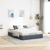 Ottoman Storage Bed Frame No Mattress Dark Grey Queen Velvet - Side View
