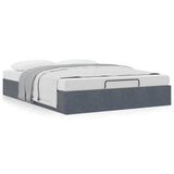 Ottoman Storage Bed Frame No Mattress Dark Grey Queen Velvet - Top-Down View