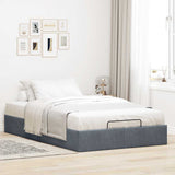 Ottoman Storage Bed Frame No Mattress Dark Grey King Single Velvet - Side View