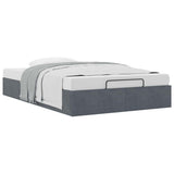 Ottoman Storage Bed Frame No Mattress Dark Grey King Single Velvet - 45-Degree Angle