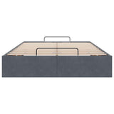 Ottoman Storage Bed Frame No Mattress Dark Grey King Single Velvet - Close-Up Angle
