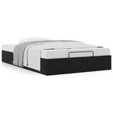 Ottoman Storage Bed Frame No Mattress Black King Single Velvet - Top-Down View