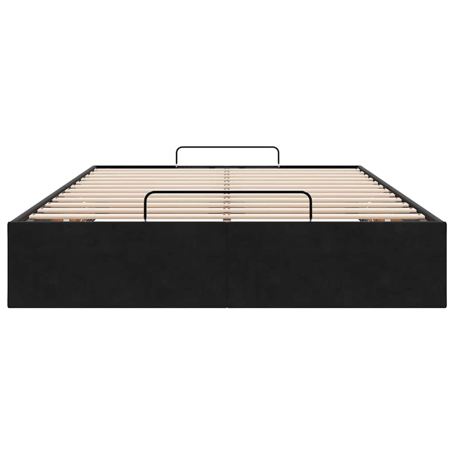 Ottoman Storage Bed Frame No Mattress Black King Single Velvet