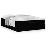 Ottoman Bed with Mattress Black Double Faux Leather - Top-Down View