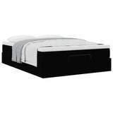 Ottoman Bed with Mattress Black Queen Faux Leather - 45-Degree Angle
