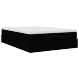 Ottoman Bed with Mattress Black Queen Faux Leather