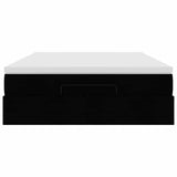 Ottoman Bed with Mattress Black Queen Faux Leather - Close-Up Angle