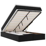 Ottoman Bed with Mattress Black Super Single Faux Leather