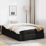 Ottoman Bed with Mattress Black Super Single Faux Leather - Side View