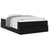 Ottoman Bed with Mattress Black Super Single Faux Leather - Top-Down View