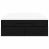 Ottoman Bed with Mattress Black Super Single Faux Leather