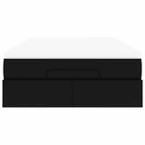 Ottoman Bed with Mattress Black Super Single Faux Leather - Close-Up Angle