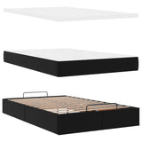 Ottoman Bed with Mattress Black Super Single Faux Leather - Low Angle