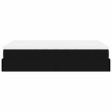 Ottoman Bed with Mattress Black Super Single Faux Leather