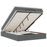 Ottoman Bed with Mattress Dark Grey Double Fabric - Front View
