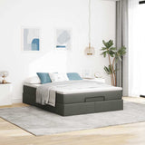 Ottoman Bed with Mattress Dark Grey Double Fabric - Side View