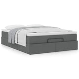 Ottoman Bed with Mattress Dark Grey Double Fabric - Top-Down View