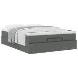 Ottoman Bed with Mattress Dark Grey Double Fabric - 45-Degree Angle
