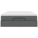 Ottoman Bed with Mattress Dark Grey Double Fabric