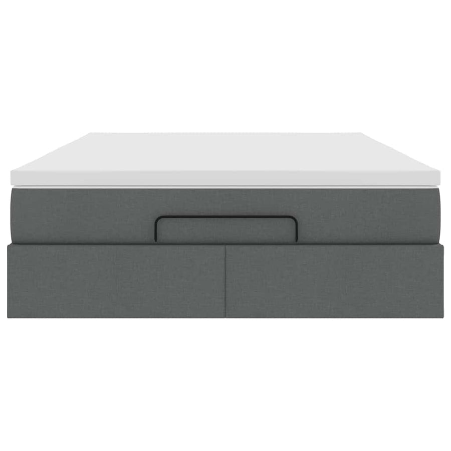Ottoman Bed with Mattress Dark Grey Double Fabric