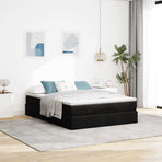 Ottoman Bed with Mattress Black Double Fabric
