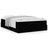 Ottoman Bed with Mattress Black Double Fabric - Top-Down View