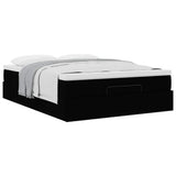 Ottoman Bed with Mattress Black Double Fabric - 45-Degree Angle