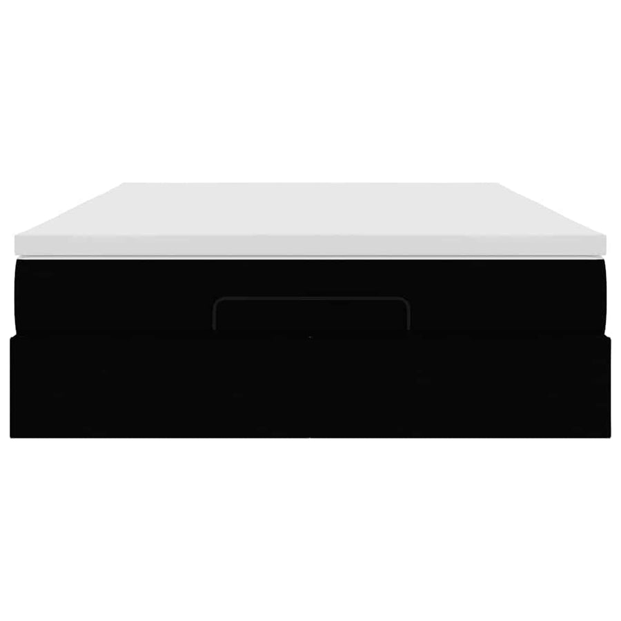 Ottoman Bed with Mattress Black Double Fabric